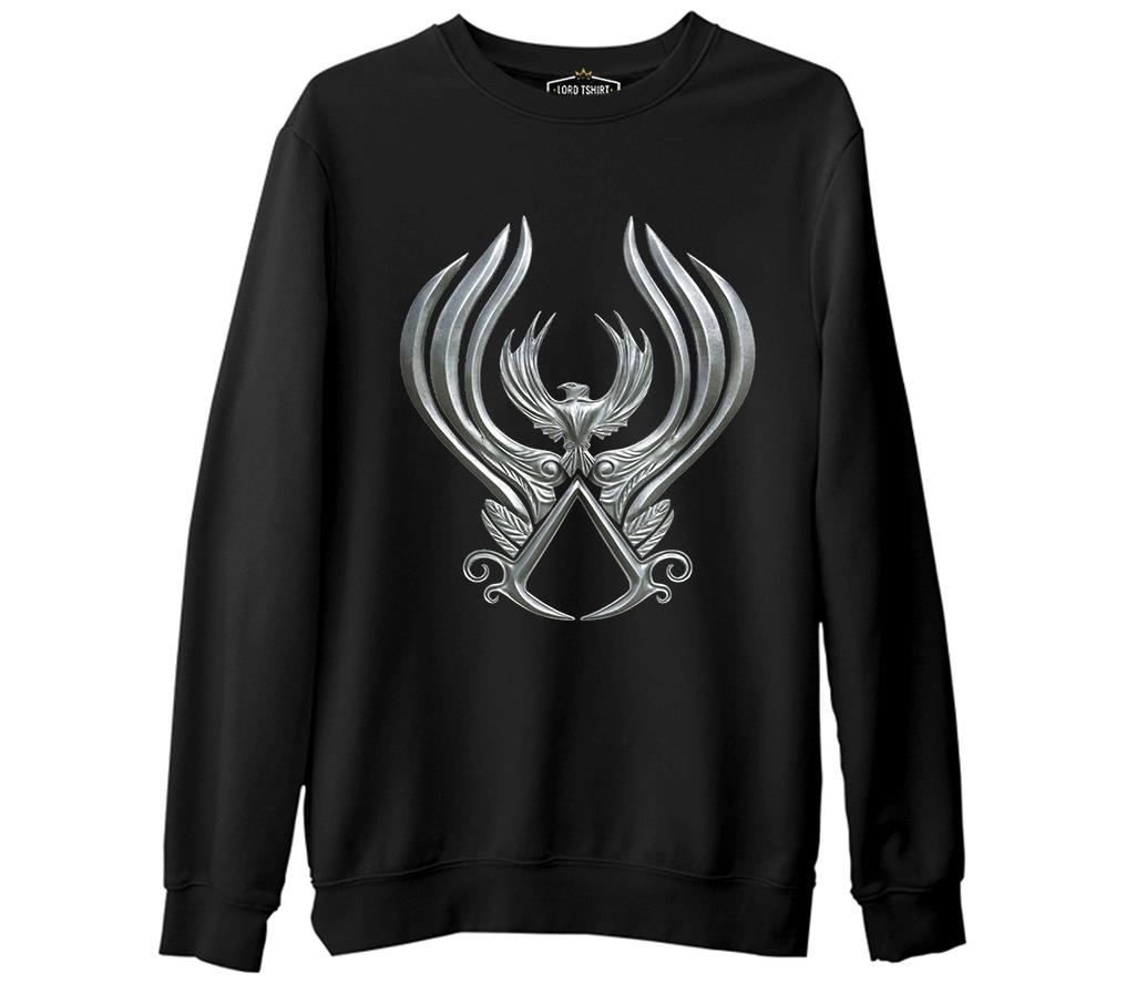 Assassins Creed Wings  Siyah Erkek Kalın Sweatshirt