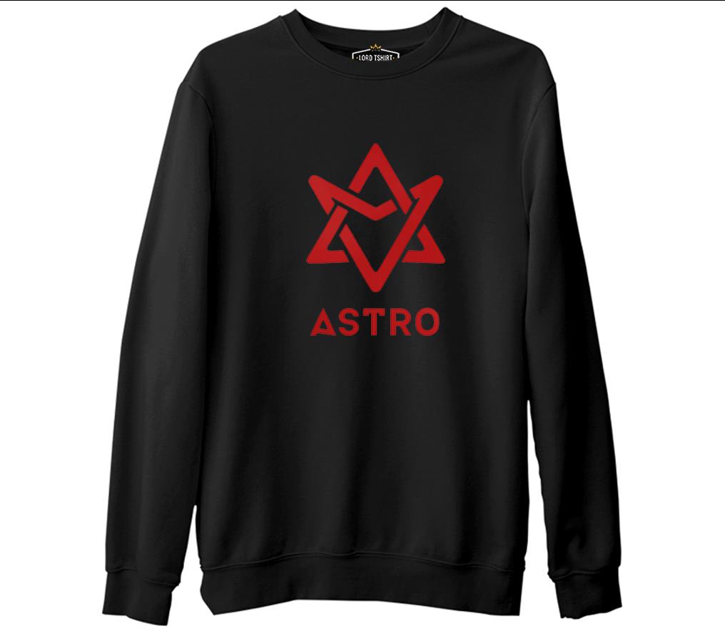Astro - Logo Siyah Erkek Kalın Sweatshirt