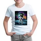 Astronaut Holding Bitcoin Flag White Kids Tshirt