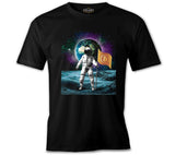 Astronaut Holding Bitcoin Flag Siyah Erkek Tshirt