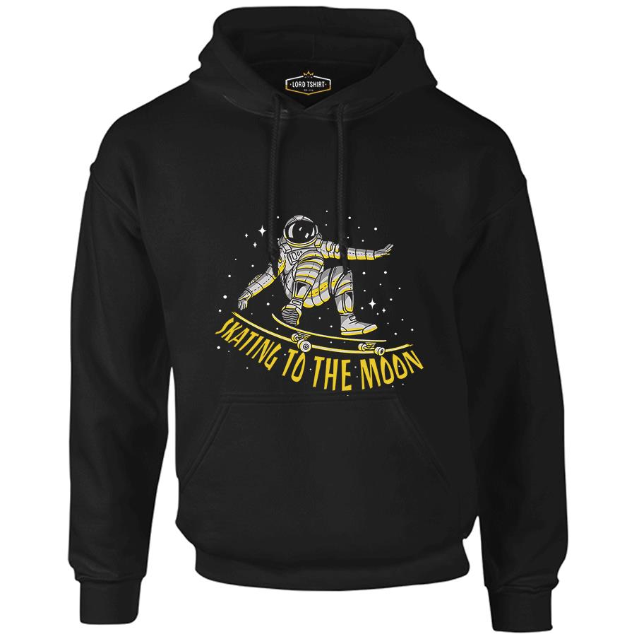 Astronaut Space Skating Siyah Erkek Fermuarsız Kapşonlu