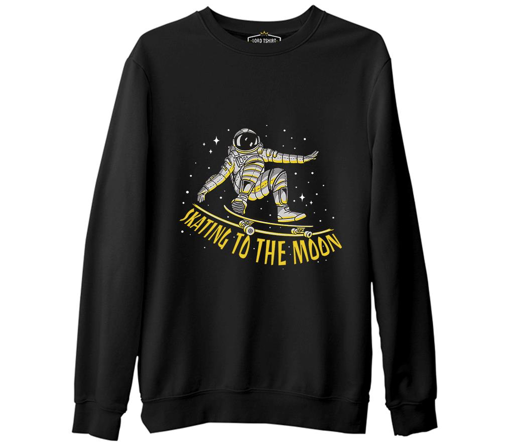 Astronaut Space Skating Siyah Erkek Kalın Sweatshirt
