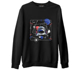 Astronaut with a Geometric Space Background Siyah Erkek Kalın Sweatshirt