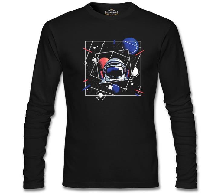 Astronaut with a Geometric Space Background Black Men's Sweatshirt