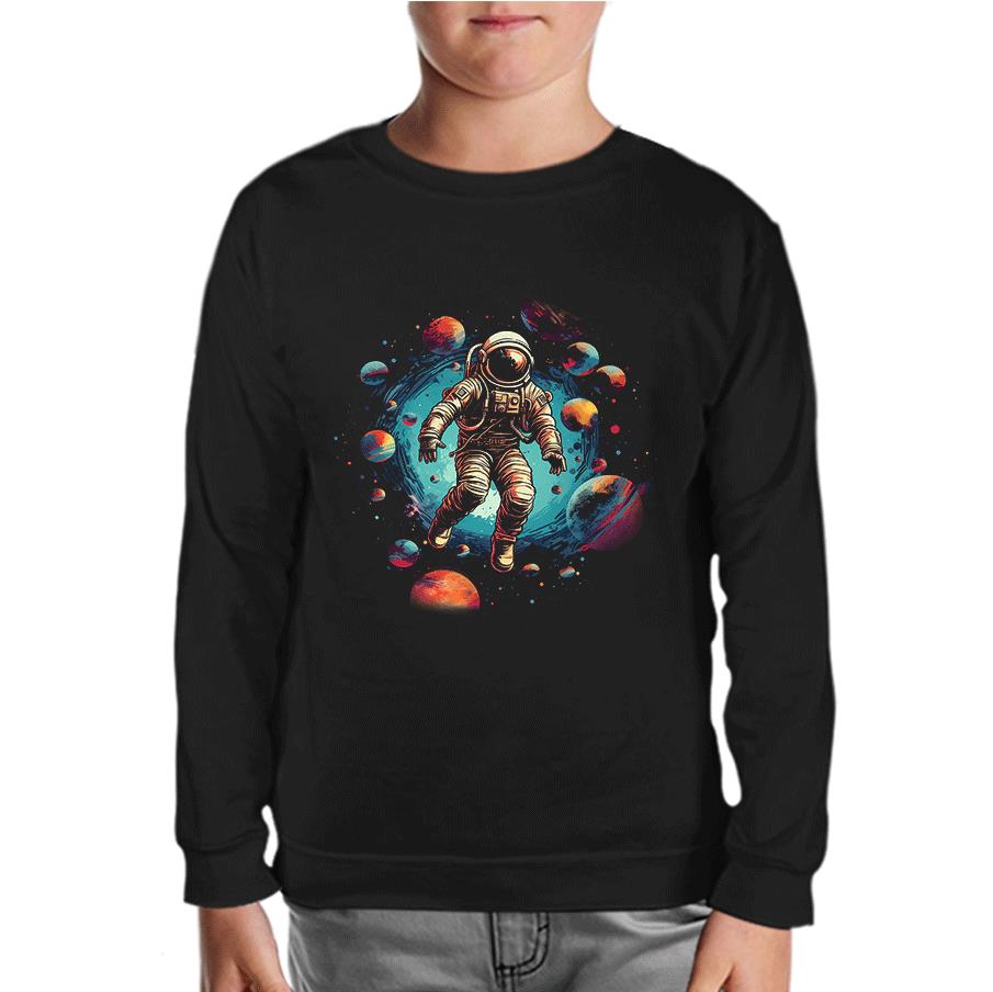 Astronaut - Journey to the Planets Black Kids Sweatshirt 