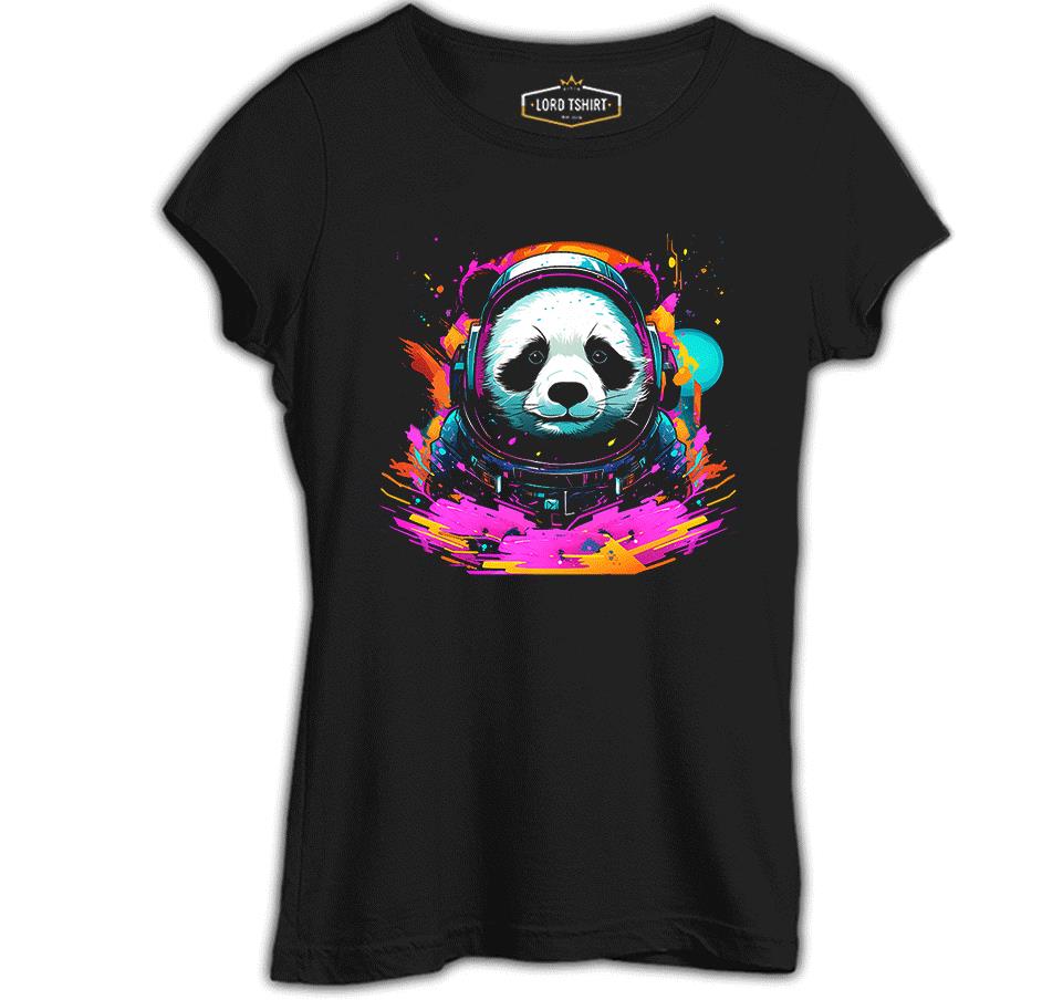 Astronot Panda Siyah Bayan Tshirt