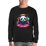 Astronaut Panda Black Kids Sweatshirt 