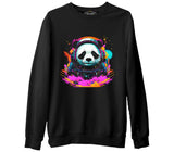 Astronot Panda Siyah Erkek Kalın Sweatshirt