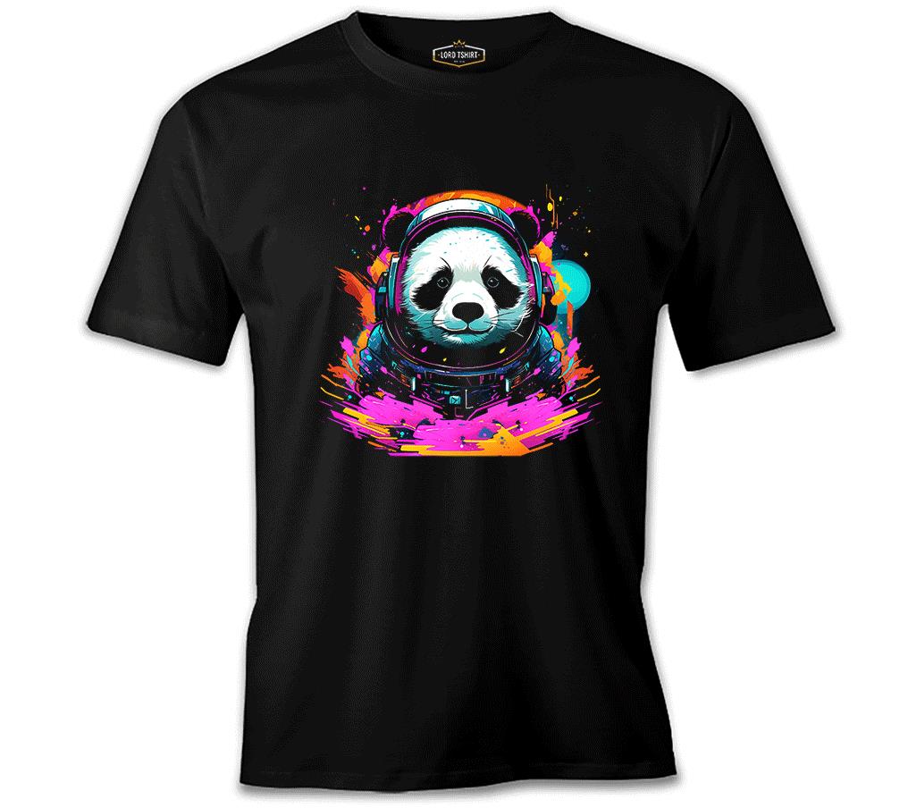 Astronot Panda Siyah Erkek Tshirt