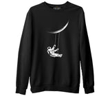 Astronot Salıncak Siyah Erkek Kalın Sweatshirt