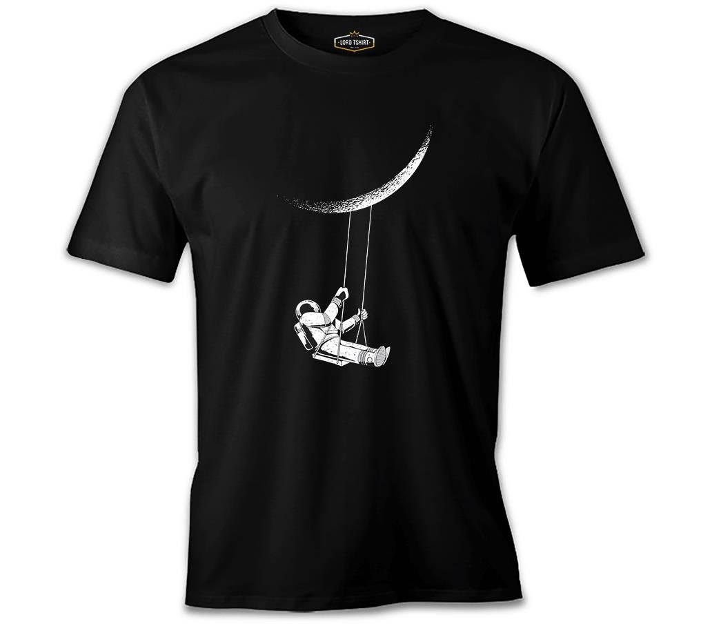 Astronot Salıncak Siyah Erkek Tshirt