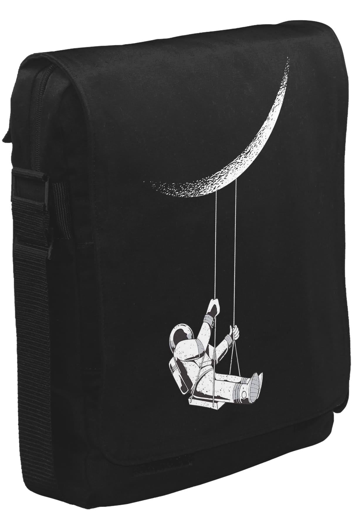 Astronot Salıncak Unisex Siyah Postacı Çanta