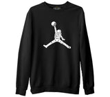 Astronot Uzay Topu Siyah Erkek Kalın Sweatshirt