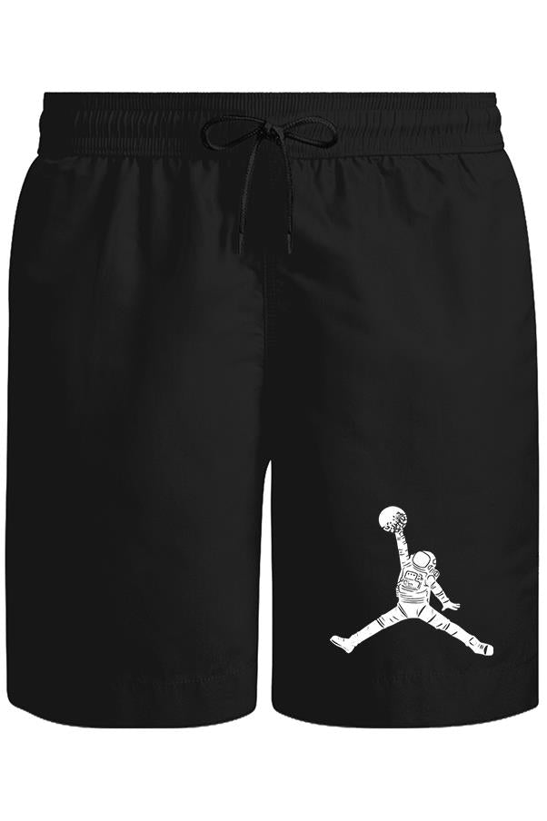 Astronot Uzay Topu Unisex Siyah Şort