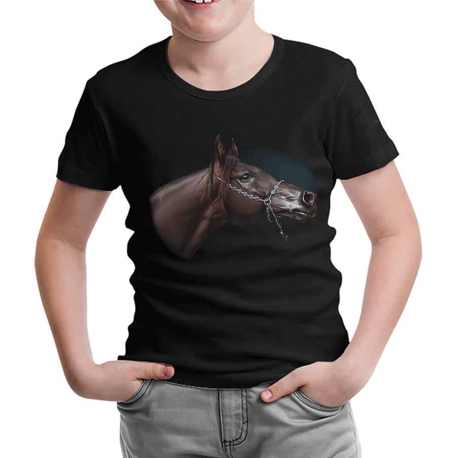 At 6 Siyah Çocuk Tshirt