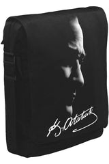 Atatürk - Atatürk İmza Unisex Siyah Postacı Çanta