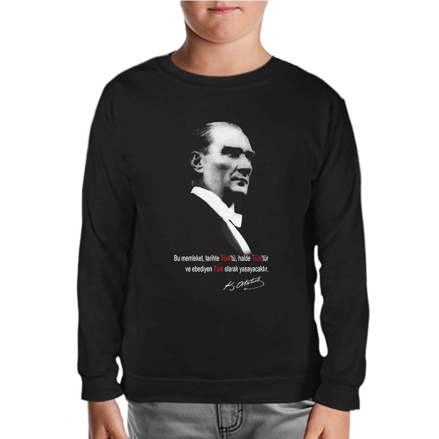 Atatürk - Eternally Turkish Black Kids Sweatshirt