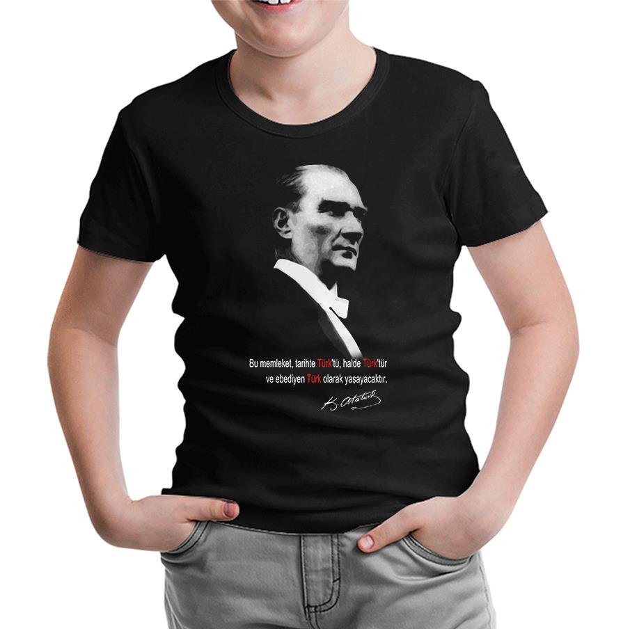 Atatürk - Ebediyen Türk Siyah Çocuk Tshirt