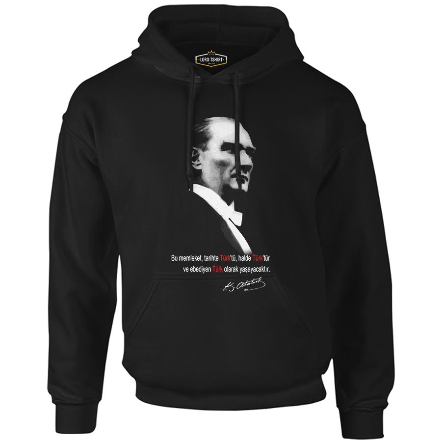 Atatürk - Eternally Turkish Black Men's Zipperless Hoodie