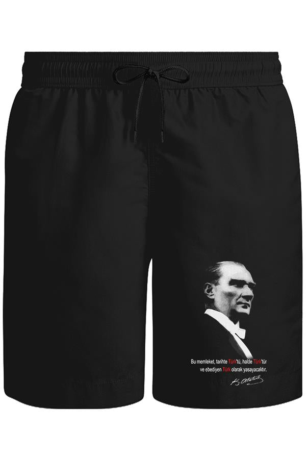 Atatürk - Ebediyen Türk Unisex Siyah Şort