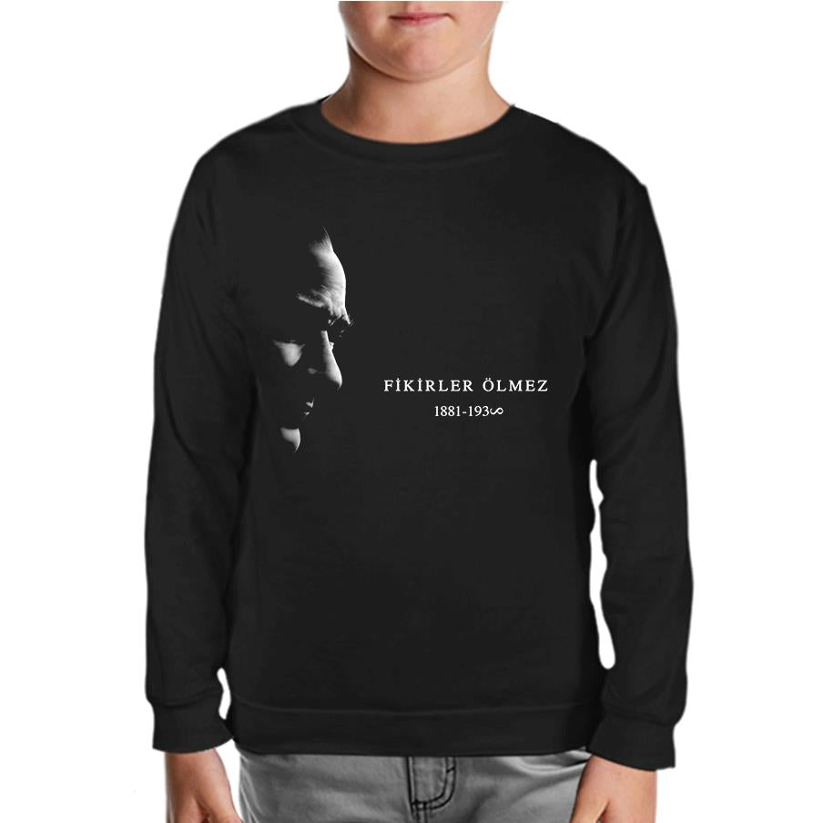 Atatürk - Ideas Don't Die Black Kids Sweatshirt