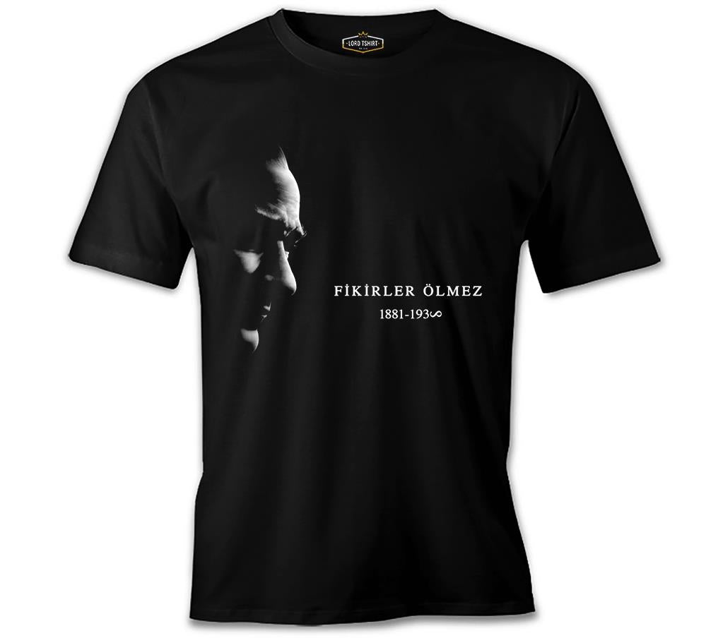 Atatürk - Fikirler Ölmez Siyah Erkek Tshirt