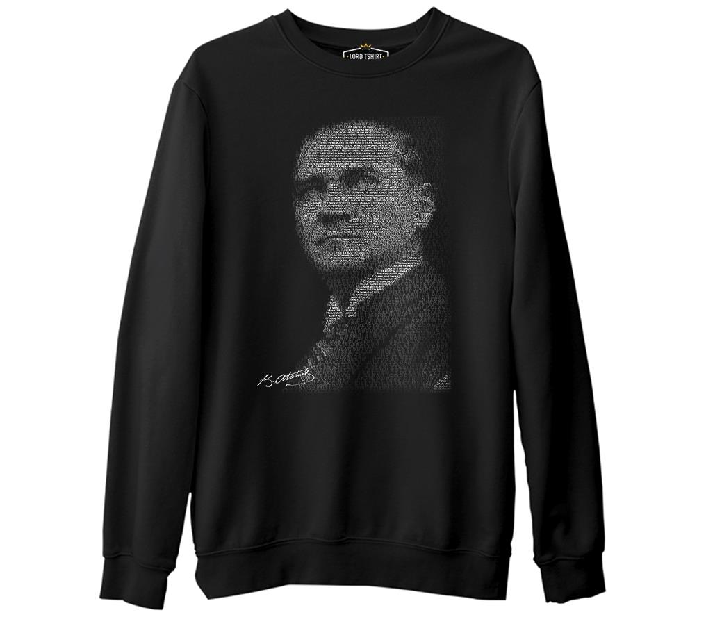 Atatürk - Gençliğe Hitabe  Siyah Erkek Kalın Sweatshirt