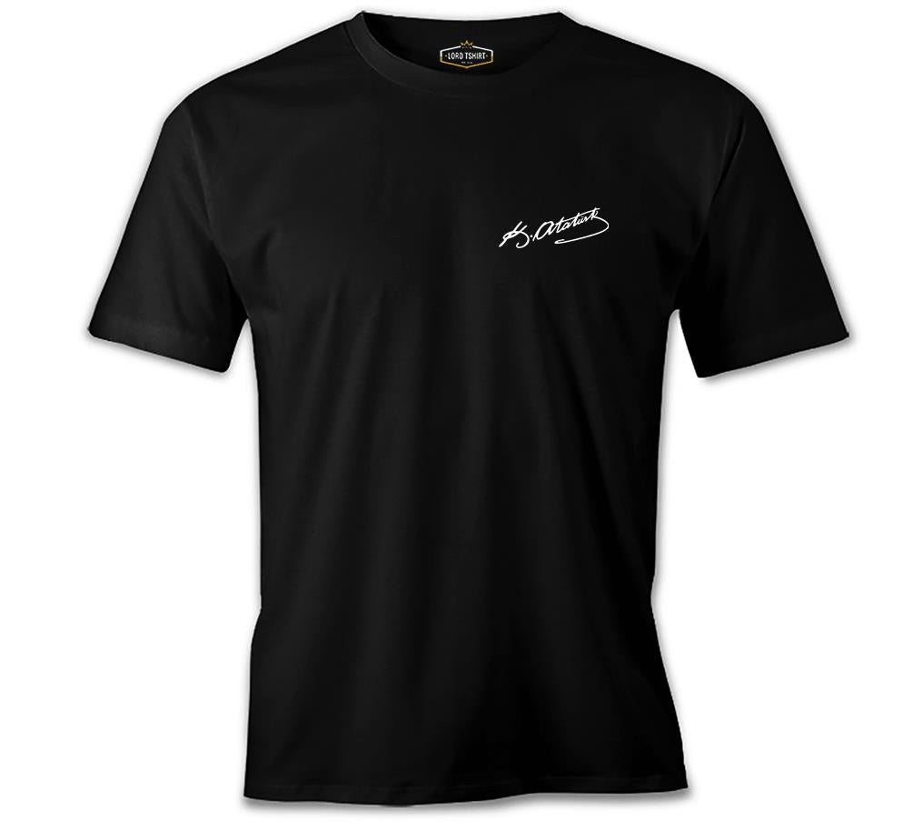 Atatürk İmza - Göğüs Logo Siyah Erkek Tshirt