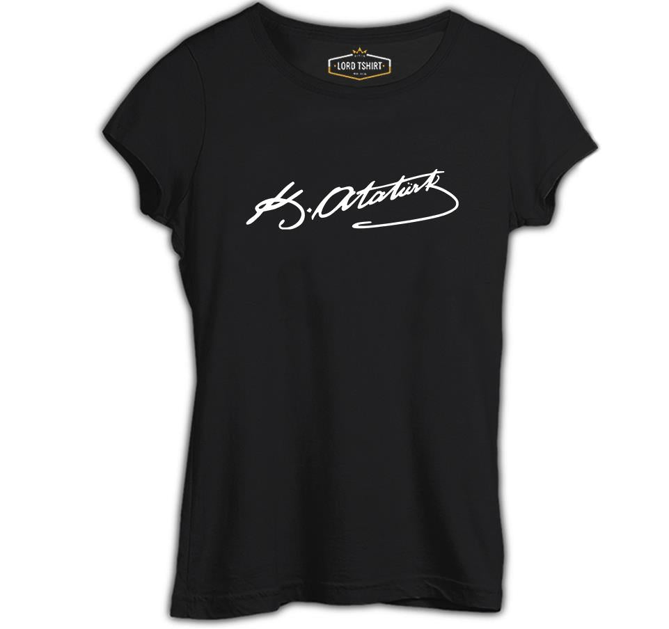 Atatürk İmza Siyah Kadın Tshirt