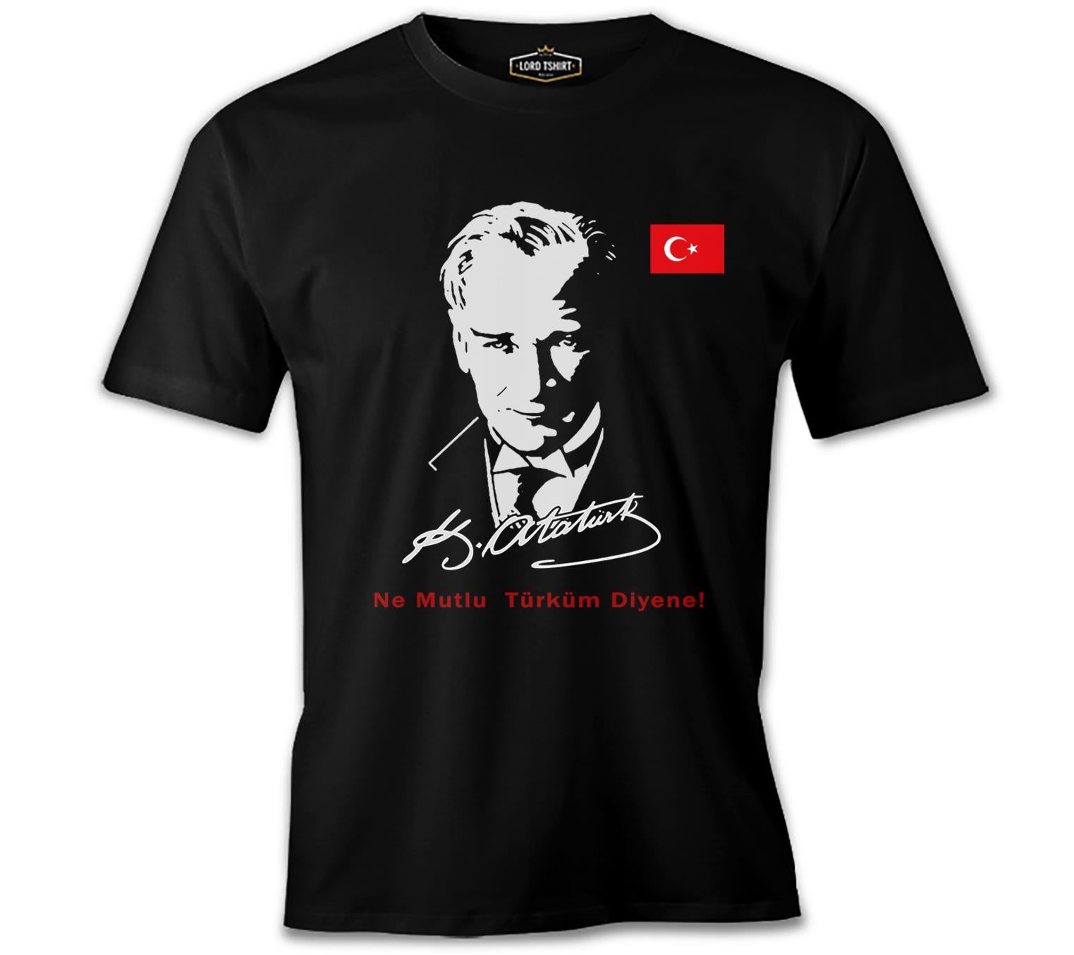 Ataturk - How Happy is the One Who Says I Am a Turk Flag Black Men's Tshirt