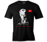 Atatürk - Ne Mutlu Türküm Diyene Bayrak Siyah Erkek Tshirt