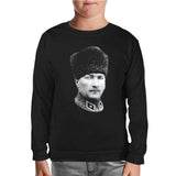 Atatürk - Portrait Epaulette Black Kids Sweatshirt