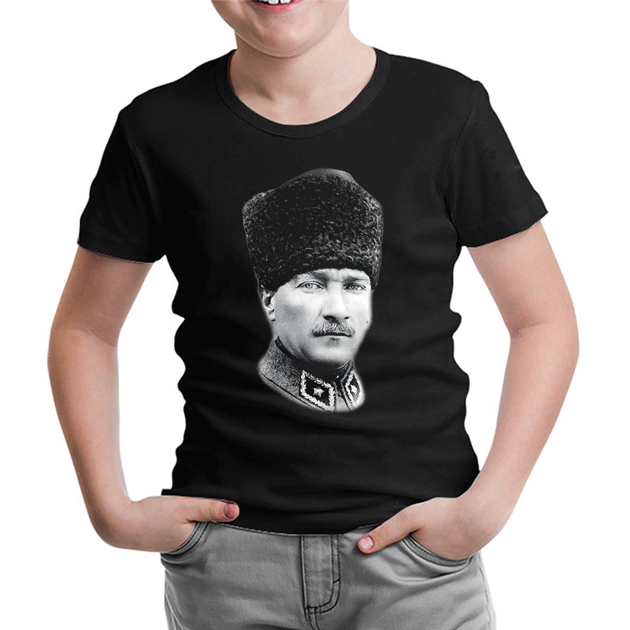 Atatürk - Portre Apolet Siyah Çocuk Tshirt