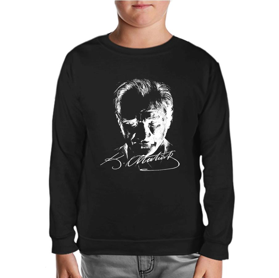 Atatürk - Portre I Siyah Çocuk Sweatshirt