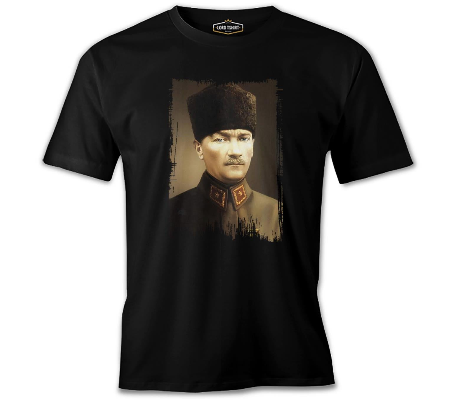 Atatürk - Portre  Rozet Siyah Erkek Tshirt