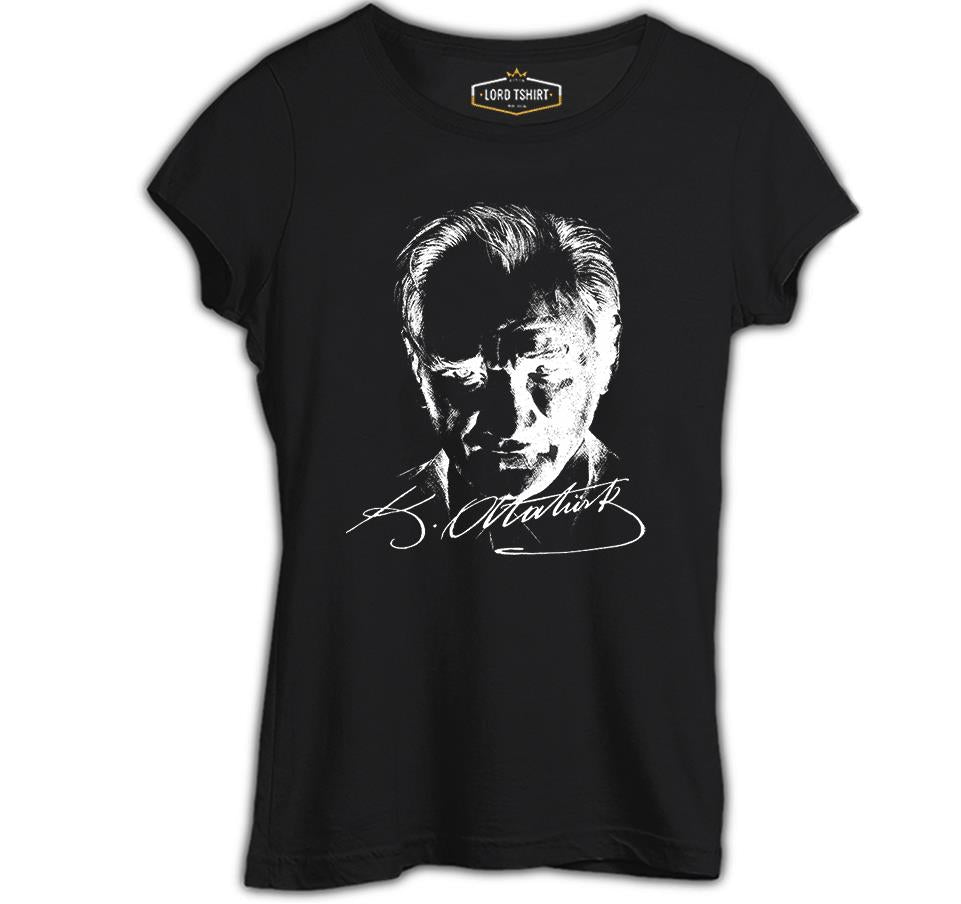 Atatürk - Portre Siyah Bayan Tshirt