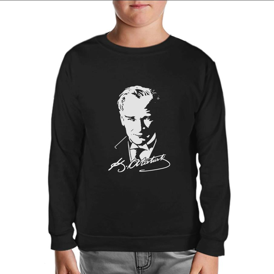 Ataturk - Portrait Black Kids Sweatshirt