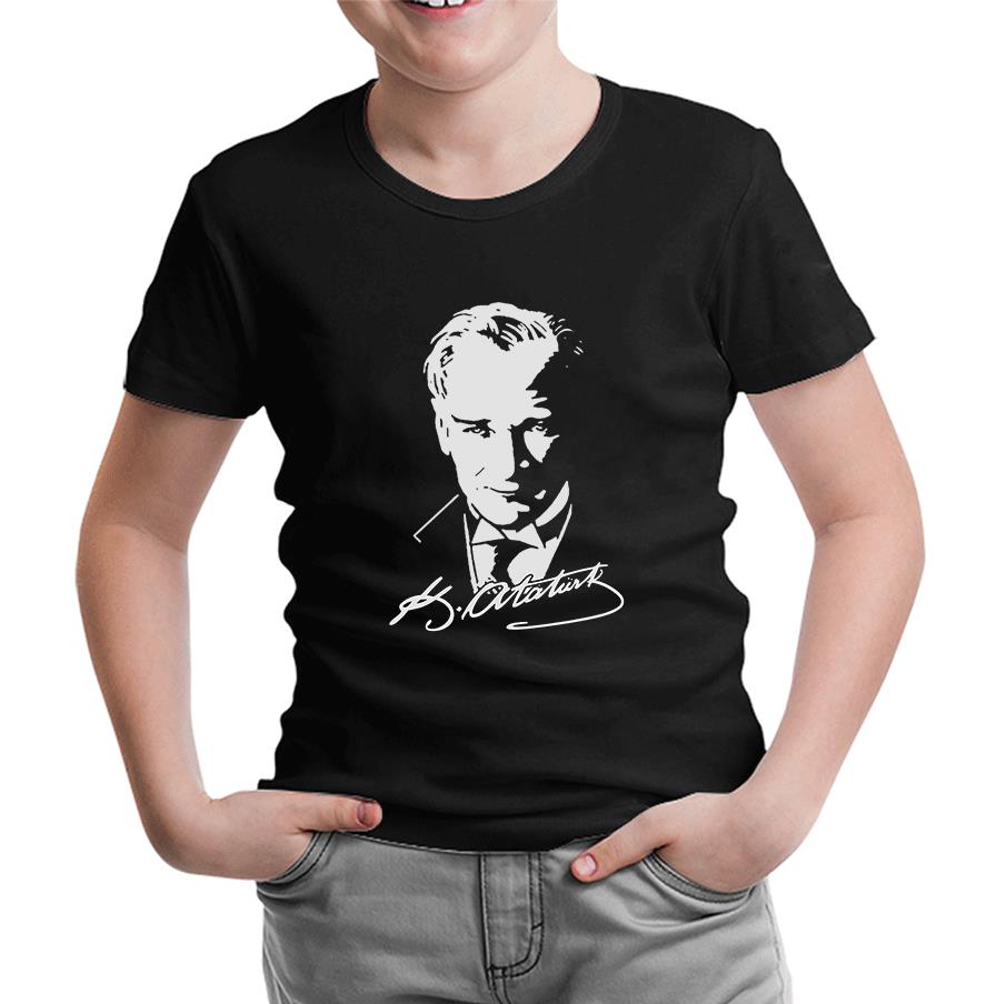 Atatürk - Portre Siyah Çocuk Tshirt