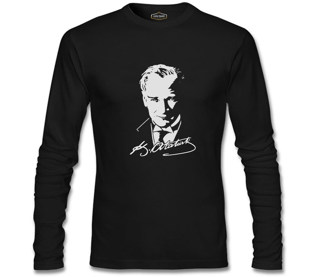 Atatürk - Portre Siyah Erkek Sweatshirt