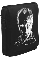 Atatürk - Portre  Unisex Siyah Postacı Çanta