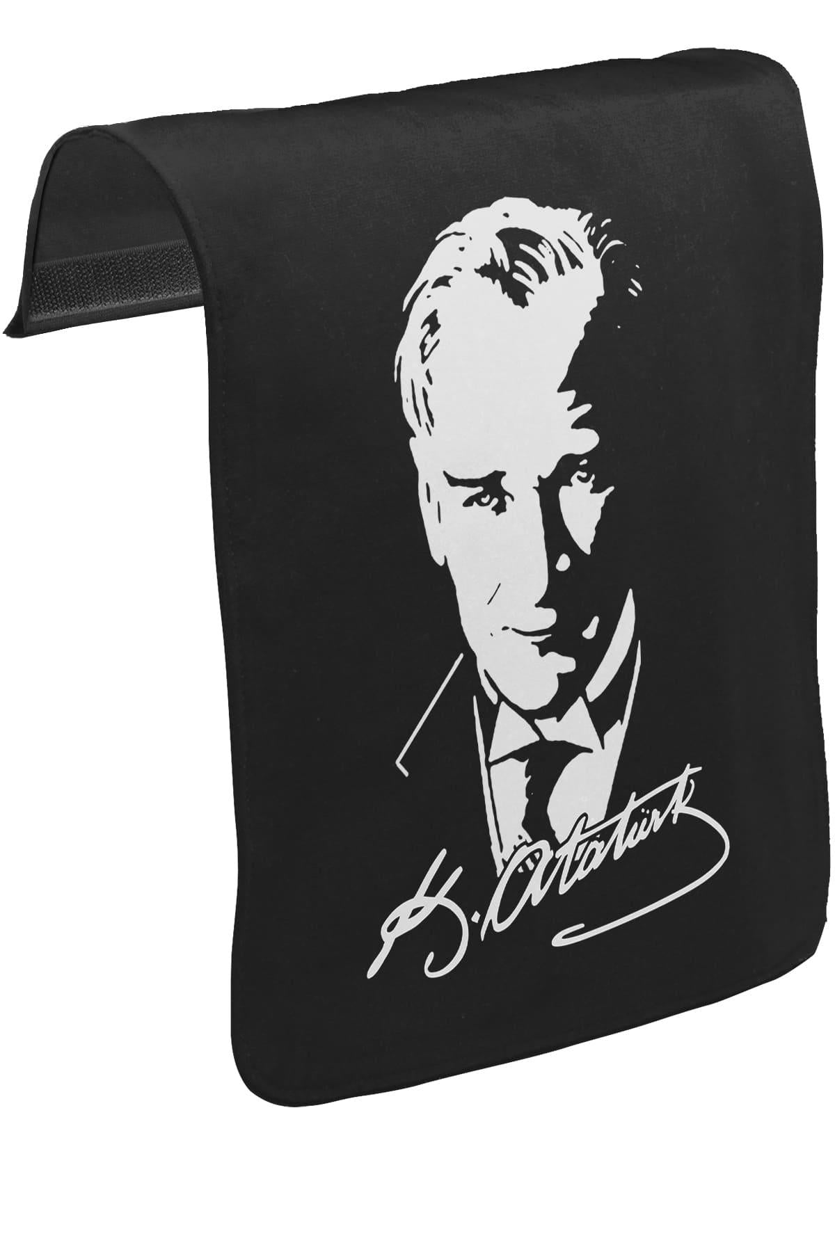 Atatürk - Portre Unisex Siyah Tak-Çıkar Postacı Çanta Kapağı CK-1158
