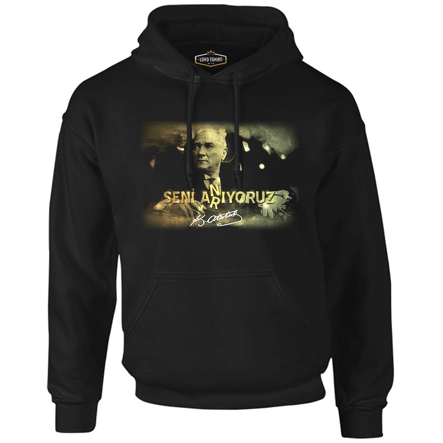 Ataturk Black Men's Zipperless Hoodie