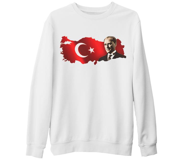 Atatürk - TC Beyaz Kalın Sweatshirt