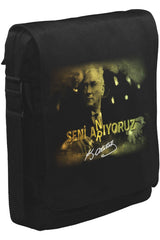 Atatürk Unisex Siyah Postacı Çanta