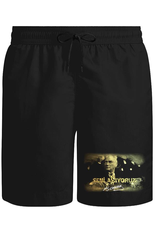 Atatürk Unisex Siyah Şort