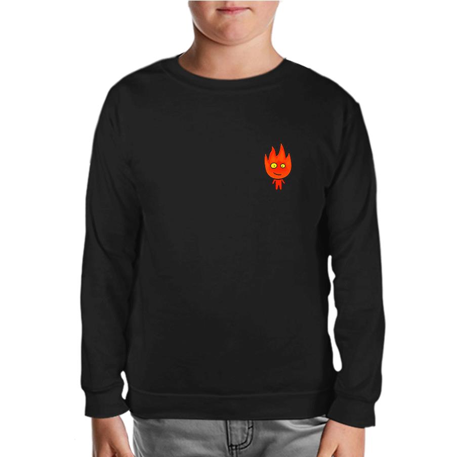 Fire And Water - Fire Boy Black Kids Sweatshirt 