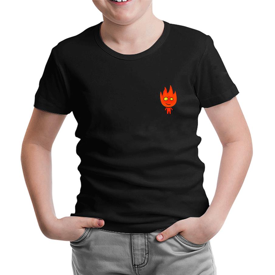 Fire And Water - Fire Boy Black Kids Tshirt 
