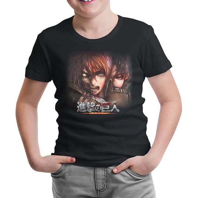 Attack on Titan Black Kids Tshirt