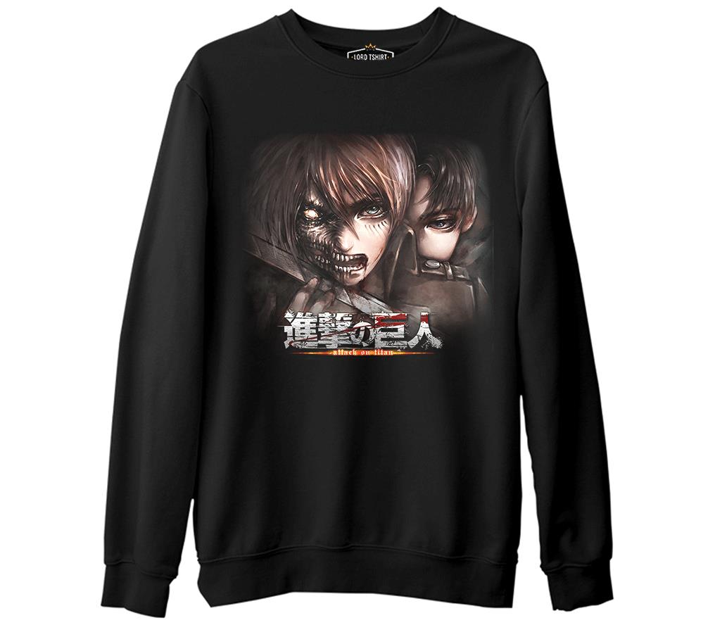 Attack on Titan  Siyah Erkek Kalın Sweatshirt