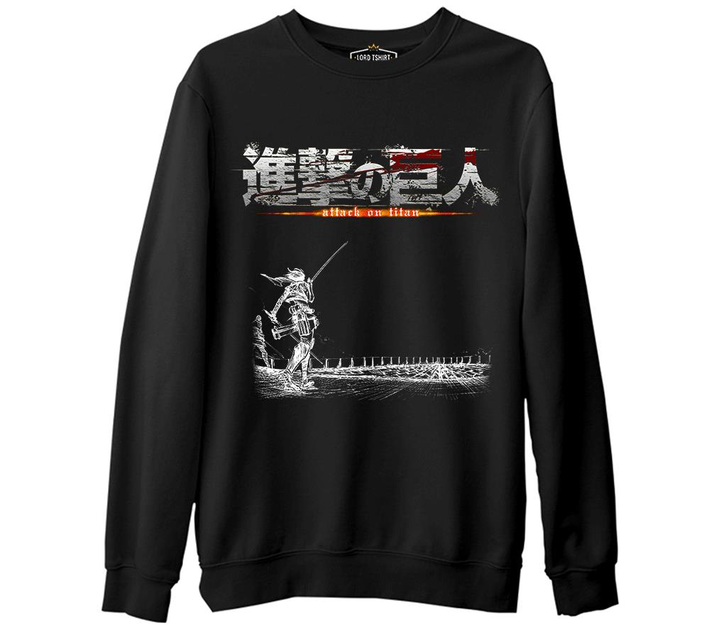Attack on Titan   Siyah Erkek Kalın Sweatshirt